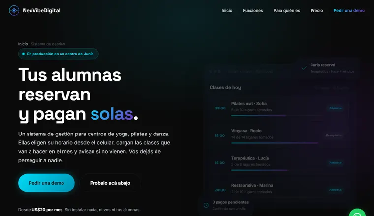 Pantalla del sistema de gestion para centros